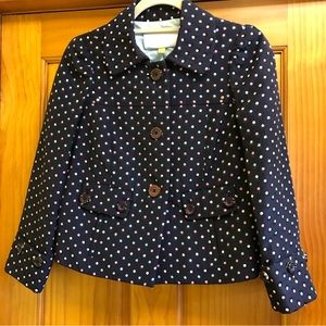 LEIFSDOTTIR Women's cropped Jacket / Size 4 / Blue Polka Dot / Anthropologie